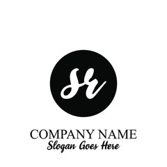 Fototapeta na wymiar SR Letter Handwriting Initial Logo Design Vector