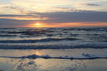 Sunset at the beach on Terschelling, the Netherlands.
