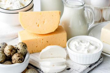 Assorted dairy products. Farm products