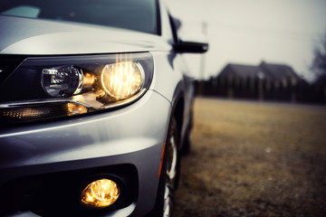 headlights of car, fog lights. © The Len