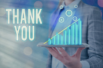 Word writing text Thank You. Business photo showcasing a polite expression used when acknowledging...