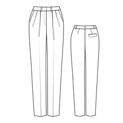 Fashion illustration of pants. Technical drawing trousers