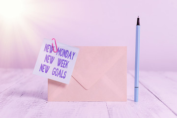 Conceptual hand writing showing New Monday New Week New Goals. Concept meaning showcasing next week...