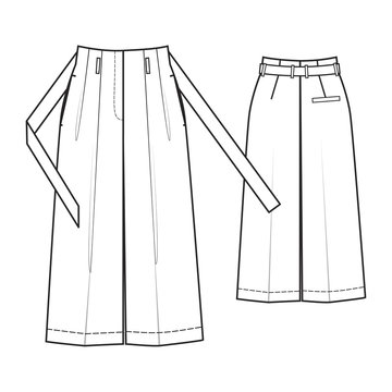 Fashion technical drawing culottes 