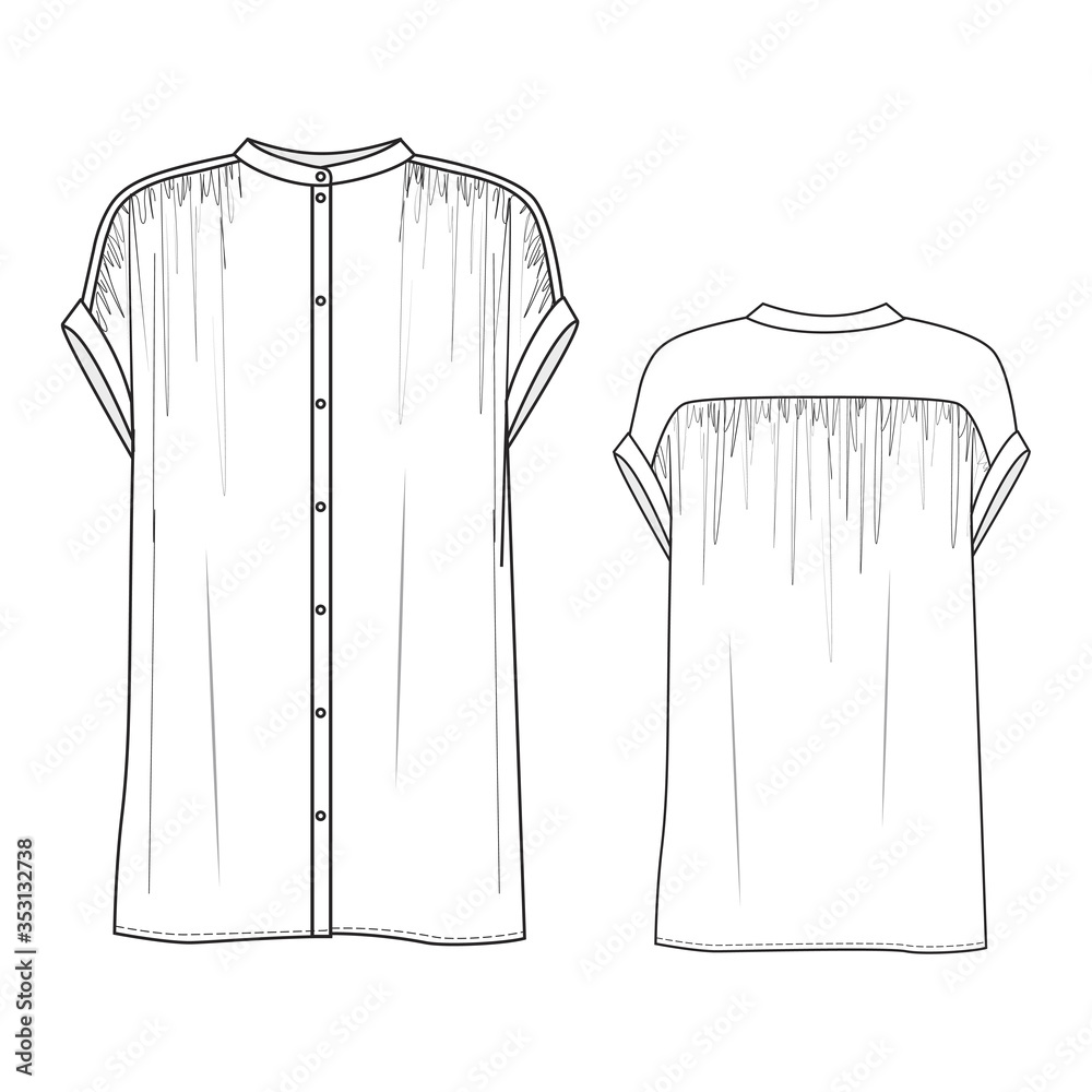 Wall mural Fashion technical drawing of sleeveless blouse