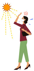 夏の暑さで困る女性イラストベクター