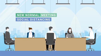 Social distancing of 5 persons in meeting room