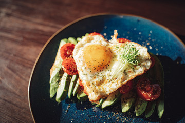 Heart shaped fried egg for a romantic breakfast