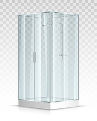 Shower transparent glass cabin. Vector illustration