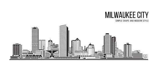 Cityscape Building Abstract Simple shape and modern style art Vector design - Milwaukee city