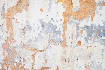 Papier Peint photo Autocollant Vieux mur texturé sale Texture de surface de mur coloré orange et bleu en béton. Abstrait de couleur vive grunge avec effet de vieillissement. Espace de copie.