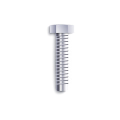 Sign and icon of a metallic silver bolt with screw.