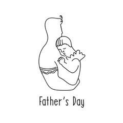 Father's Day. Doodle vector illustration of father and little daughter.  Stylish greeting card template. - 353136749