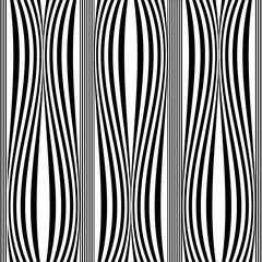 Striped black and white vector seamless pattern. Vertical stripes background. Monochrome repeat abstract lines backdrop. Modern geometric borders ornament. Beautiful elegant ornate design. Template