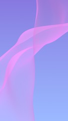 Pink wave on blue sky abstract background. Fluttering pink scarf. Waving on wind pink fabric. Vertical orientation. 3D illustration