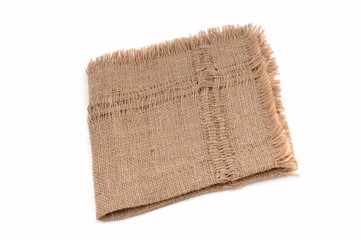 rough burlap isolated on white background