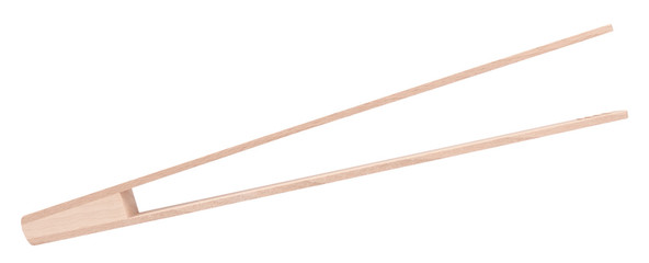 Wooden device kitchen tweezers isolated on white background