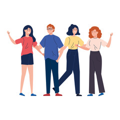 Fototapeta premium man and women together, happy, people, happiness and friendship, male and female characters vector illustration design
