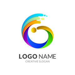 Letter G Wave Splash Colorful Logo Design