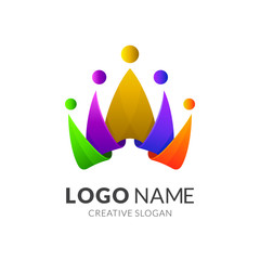 Crown Logo Design with 3D Colorful Style