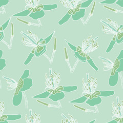 Green Flower Seamless Pattern Design