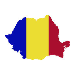Romania map country of Europe, European flag illustration, vector isolated on white background