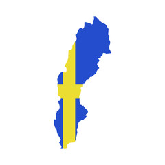 Sweden map country of Europe, European flag illustration, vector isolated on white background