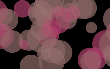 Multicolored translucent circles on a dark background. Yellow tones. 3D illustration