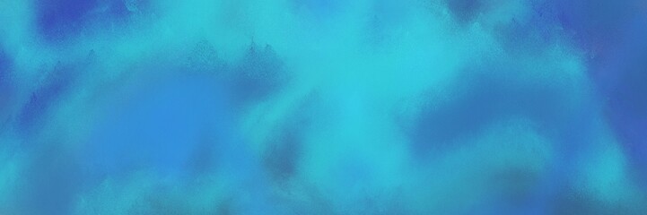 painted antique horizontal banner background  with steel blue, medium turquoise and teal blue color. can be used as header or banner