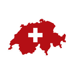 Switzerland map country of Europe, European flag illustration, vector isolated on white background