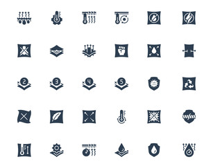 Properties of Fabrics and Clothes Icon Set in Glyph Style