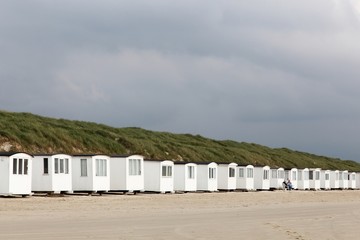 Fototapeta na wymiar Beach huts in Lokken, Denmark 