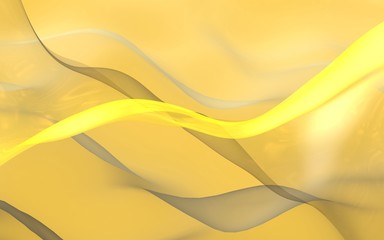 Abstract gold background. Beautiful backdrop with yellow waves. 3d illustration.