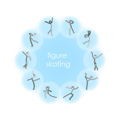 Procurement for Logotype, Banner, site design, articles, notes on figure skating. Vector hand drawn skater, figure skating posture