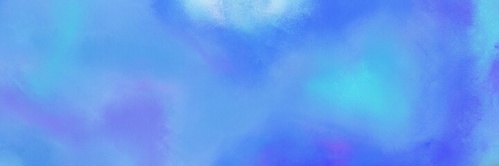 painted grunge horizontal texture background  with corn flower blue, royal blue and sky blue color. can be used as header or banner