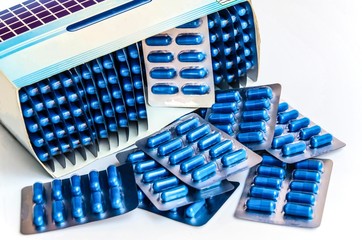 pharmaceuticals antibiotics pills medicine /colorful antibacterials pills on white background...