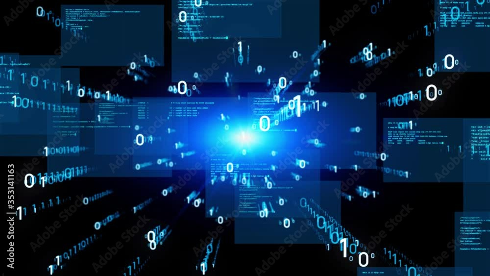 Fototapete Digital transformation concept. Binary code. Programming.