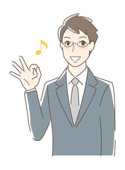 笑顔でOKサインを出す男性