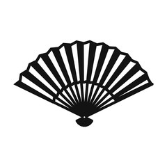 Hand fan icon isolated on white background, Japanese and Chinese folding fan, Traditional Asian paper geisha fan. Vector illustration