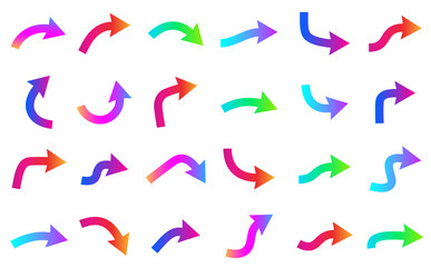 Set of different isolated multicolored arrows.