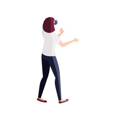 woman with glasses virtual reality on white background vector illustration design