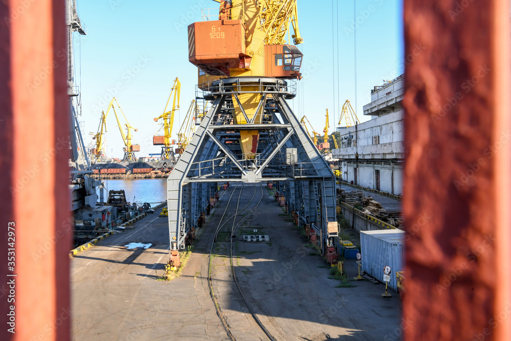 Canvas Prints unloading crane at the port of odessa.