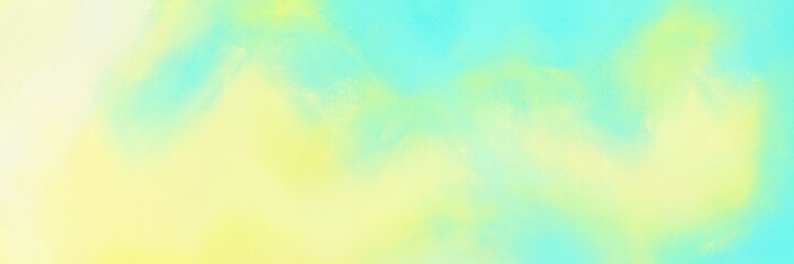 vintage painted art grunge horizontal background with pale golden rod, aqua marine and pale turquoise color. can be used as header or banner