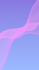 Pink wave on blue sky abstract background. Fluttering pink scarf. Waving on wind pink fabric. Vertical orientation. 3D illustration