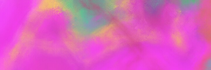 painted vintage horizontal banner background  with neon fuchsia, cadet blue and tan color. can be used as header or banner