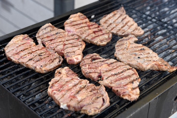 steak beef cooking fire grill bbq Entrecote stripe