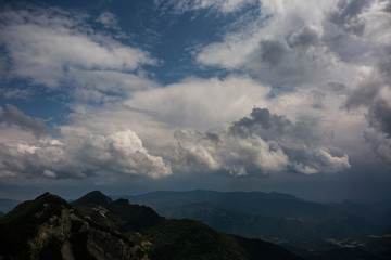 Obraz premium Storm clouds in Bergueda mountains, Barcelona, Pyrenees, Spain