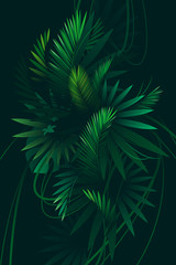 Naklejka na ściany i meble Tropical background with palm leaves
