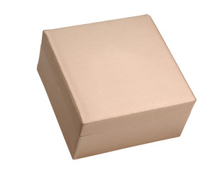 closed beige gift box isolated on white background