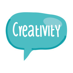 creativity sign in speech bubble, on white background vector illustration design